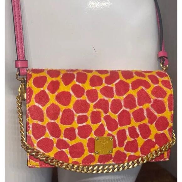 MCM Mini Visetos Calf Hair Giraffe Print Cross Body Handbag Bag Purse - Picture 2 of 8